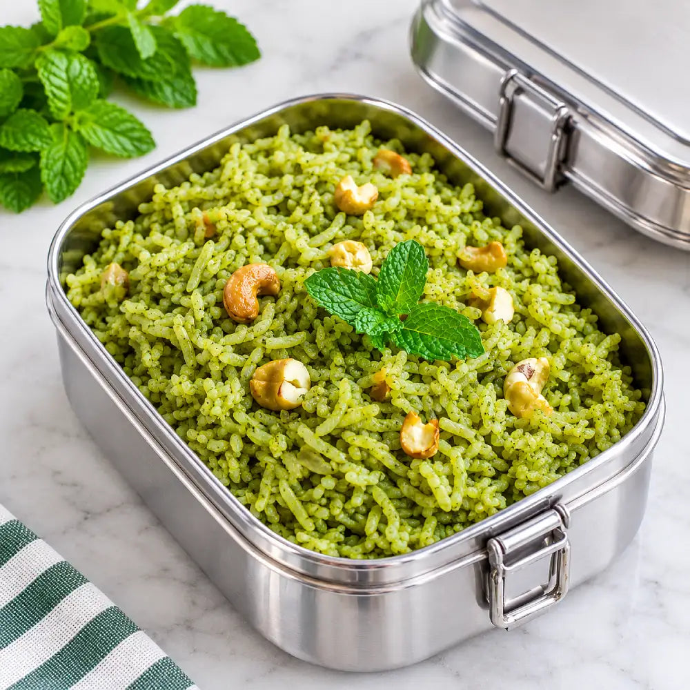 Coriander-Mint Rice (Pudina Rice): An Easy Lunchbox Recipe That Stays Green and Fluffy