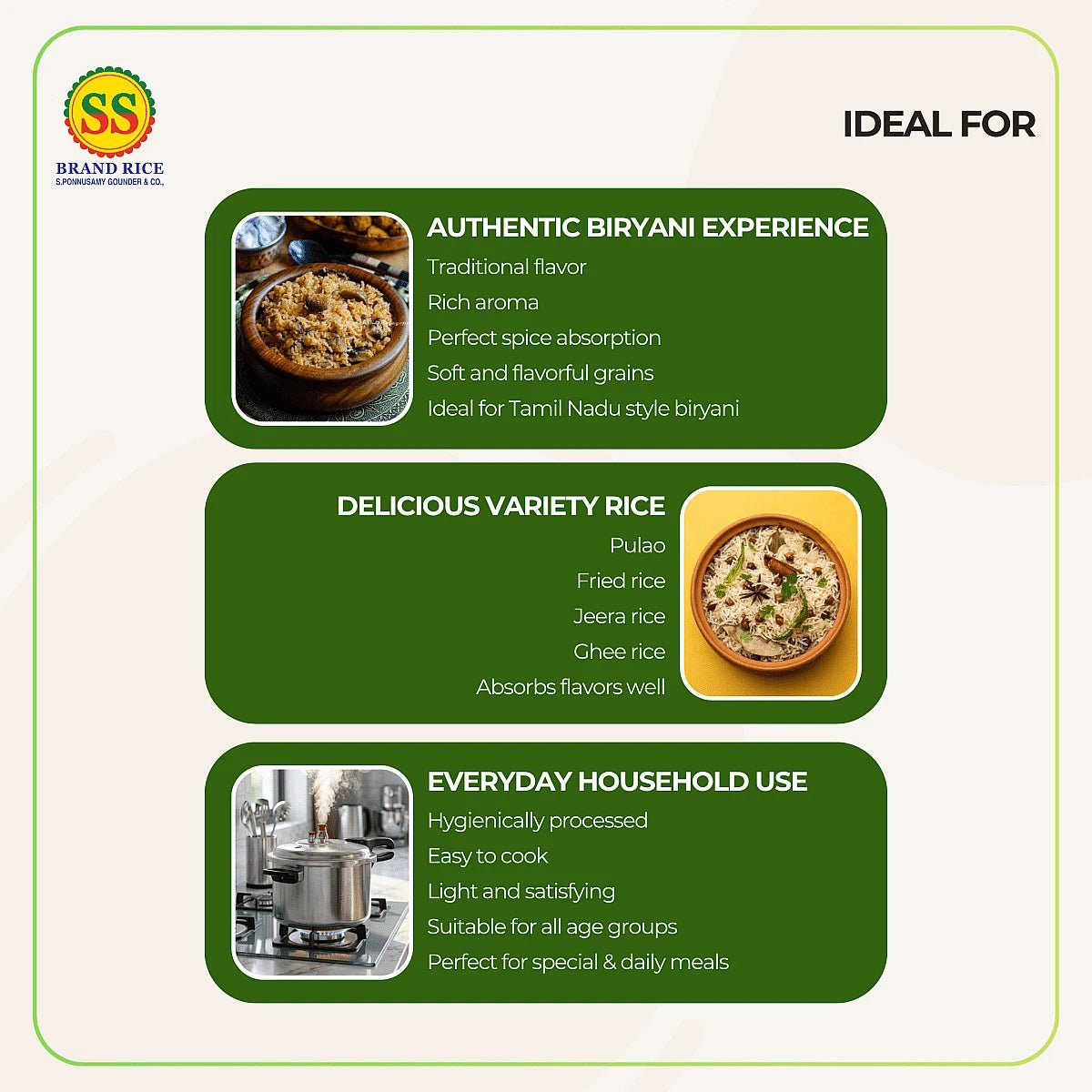 SS BRAND Seeragasamba Rice - Biriyani Rice - SS Brand Rice